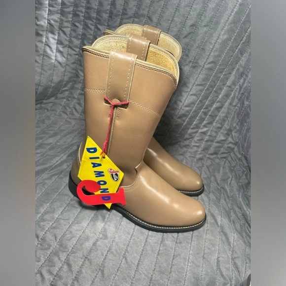 Justin Womens Diamond J Vintage Cowboy Cowgirl boots - Beige size 5.5 B - Picture 1 of 10